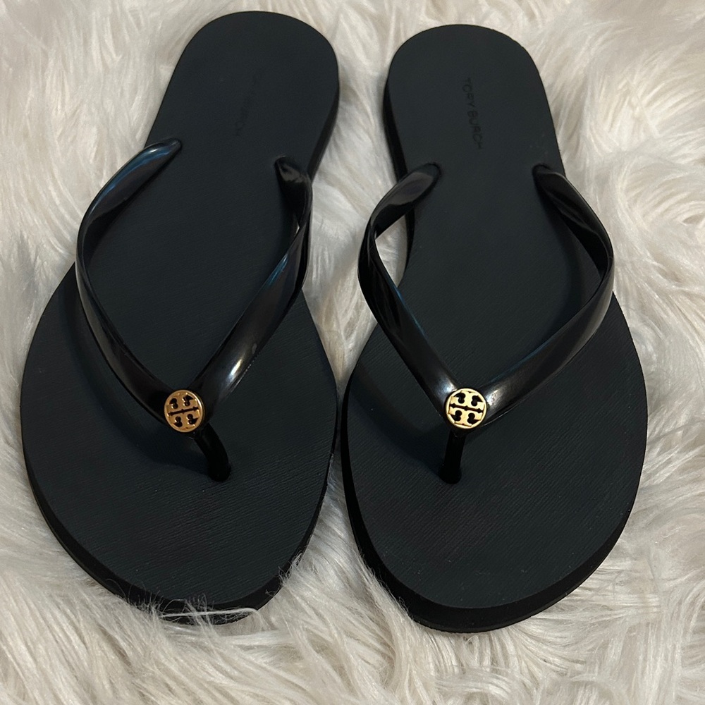 TORY BURCH Black flip flops Sandals SZ 9